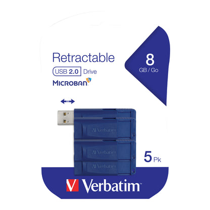 Verbatim 99121 8GB USB Flash Drive, Blue, 5-Pack