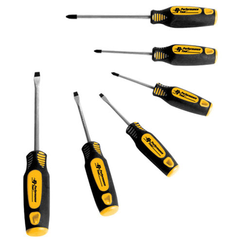 Performance Tool W1703 6-Piece Screwdriver Set for DIY and Professional Use
