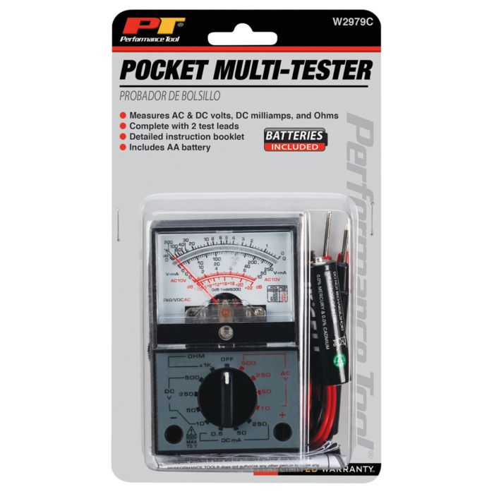 Performance Tool W2979C Pocket Multi Tester for Automotive and Electrical Diagnostics