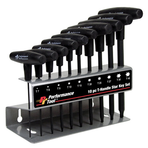 Performance Tool W80276 10-Piece T-Handle Star Key Set