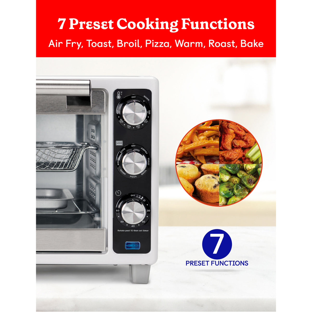 Betty Crocker BC-4637W 1,500-Watt Air Fryer Toaster Oven, White