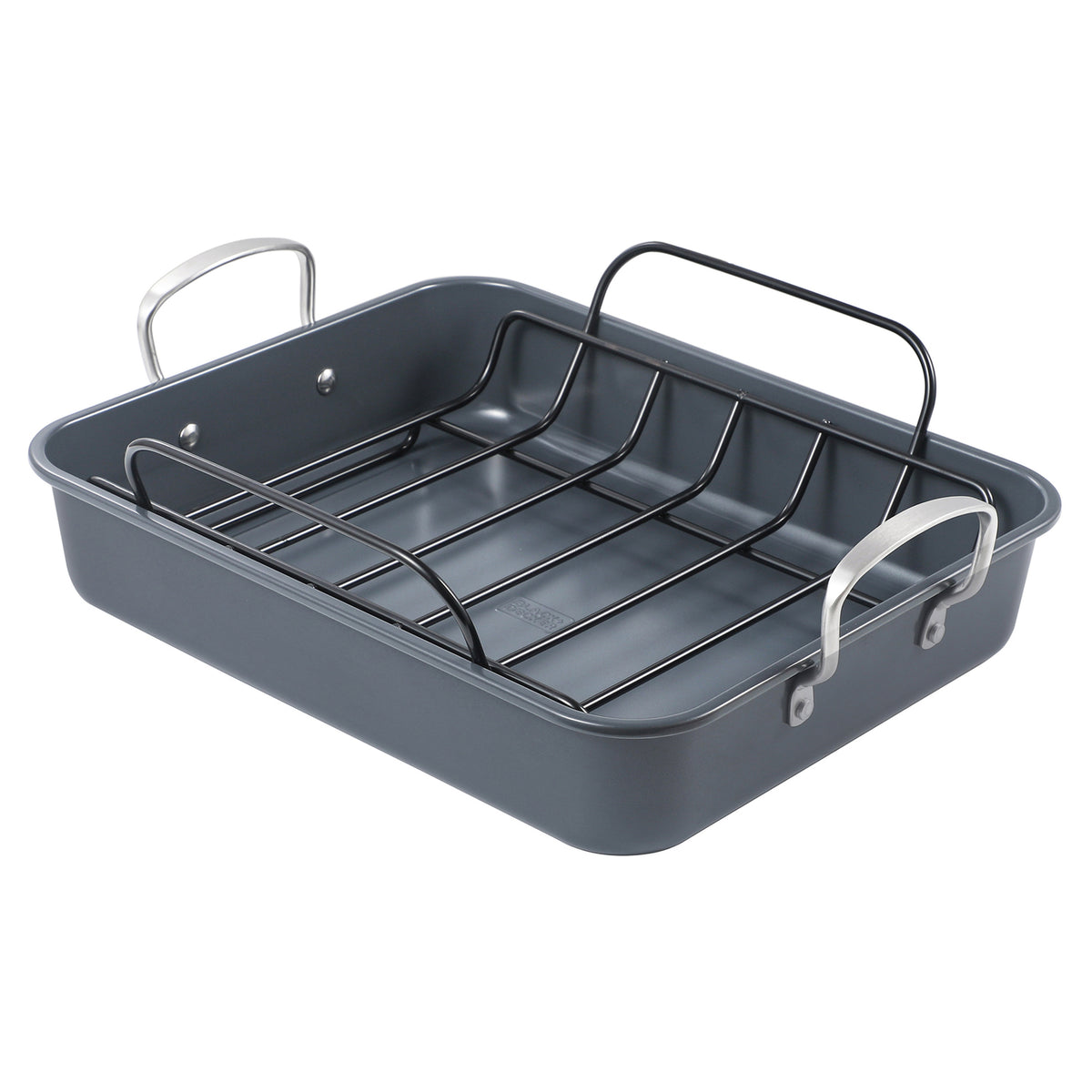 BLACK+DECKER BDK400B Large Carbon Steel Turkey Roasting Pan with Rack