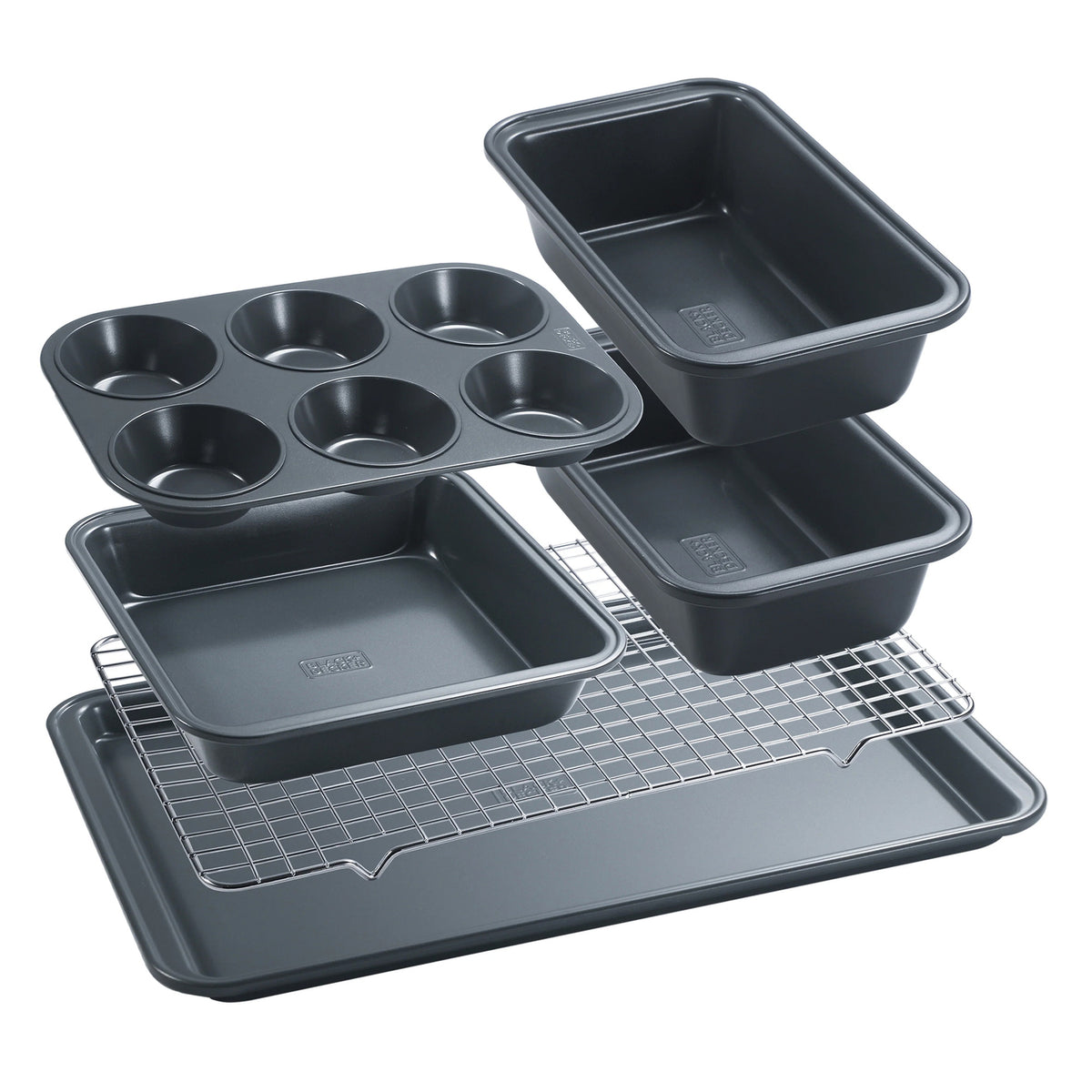 BLACK+DECKER BDK401B 6-Piece Carbon Steel Bakeware Set with Nonstick Coating