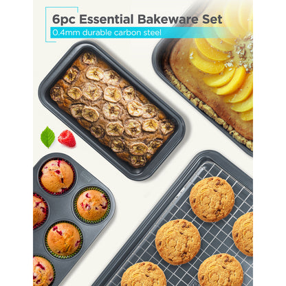 BLACK+DECKER BDK401B 6-Piece Carbon Steel Bakeware Set with Nonstick Coating