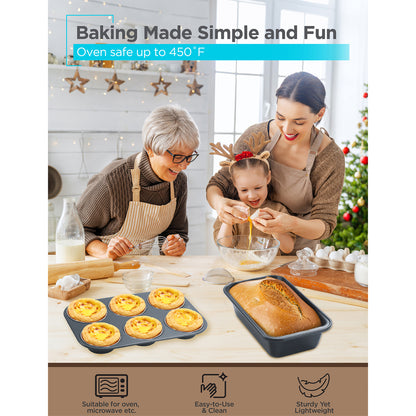 BLACK+DECKER BDK401B 6-Piece Carbon Steel Bakeware Set with Nonstick Coating