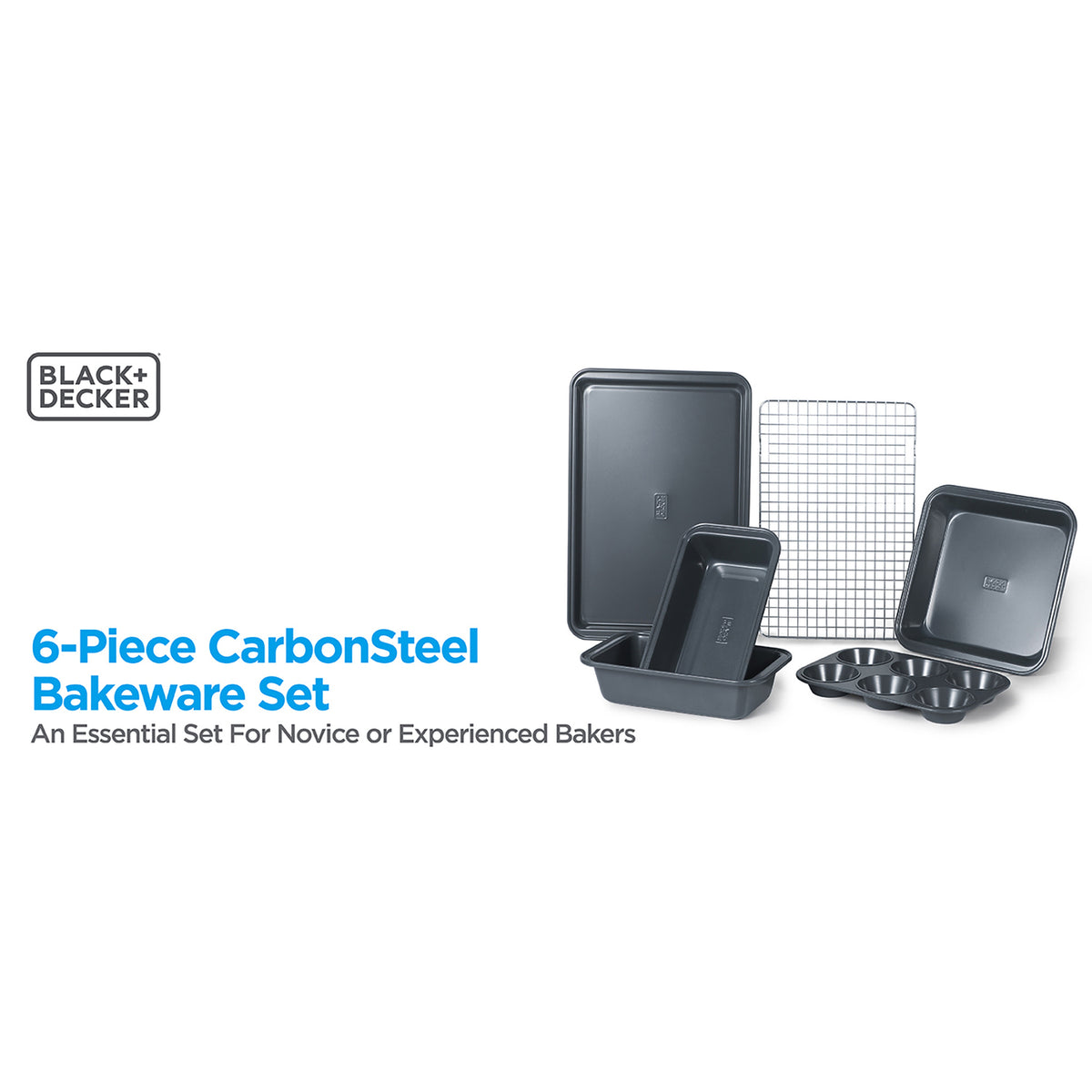BLACK+DECKER BDK401B 6-Piece Carbon Steel Bakeware Set with Nonstick Coating