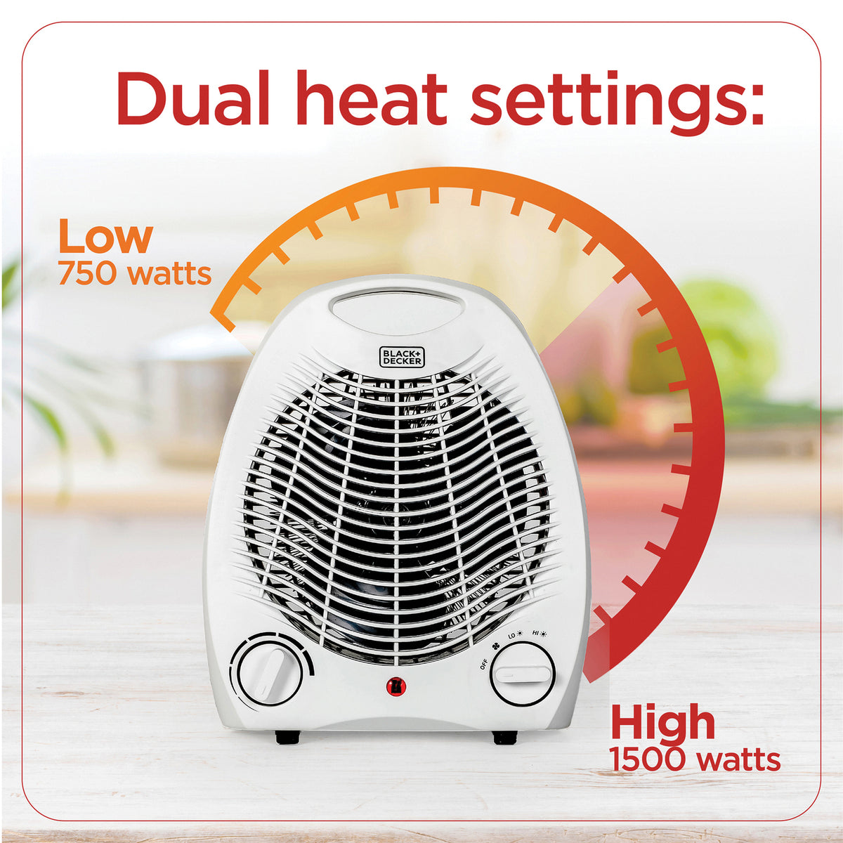 BLACK+DECKER BHD101W Portable Desktop Heater, White
