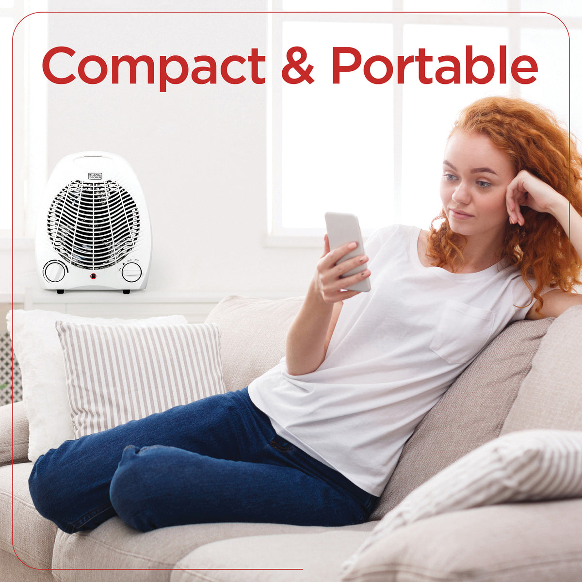 BLACK+DECKER BHD101W Portable Desktop Heater, White