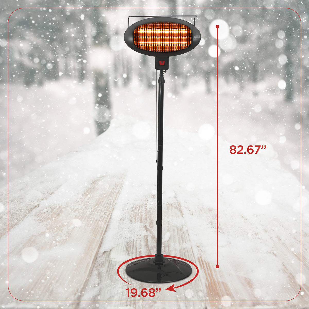 BLACK+DECKER BHOF04 Outdoor Patio Electric Heater, 1,500-Watt Halogen Tower Heater