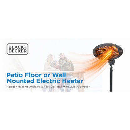 BLACK+DECKER BHOF04 Outdoor Patio Electric Heater, 1,500-Watt Halogen Tower Heater
