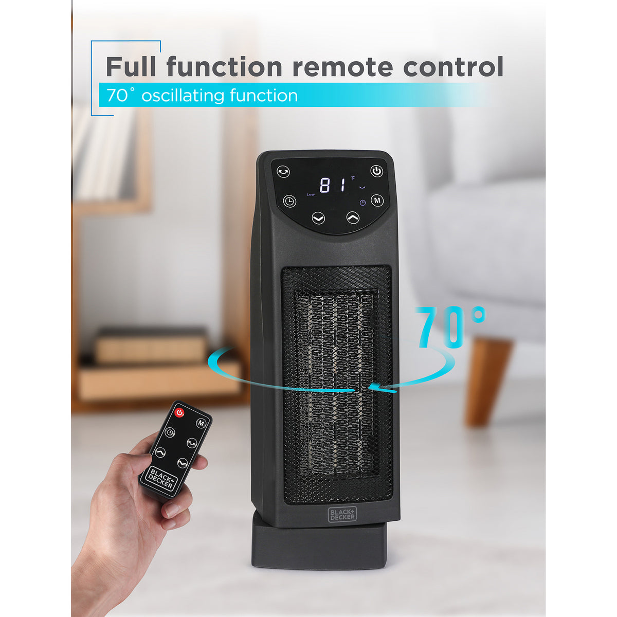 BLACK+DECKER BHTC650R 1,500-Watt Oscillating Ceramic Space Heater with Remote