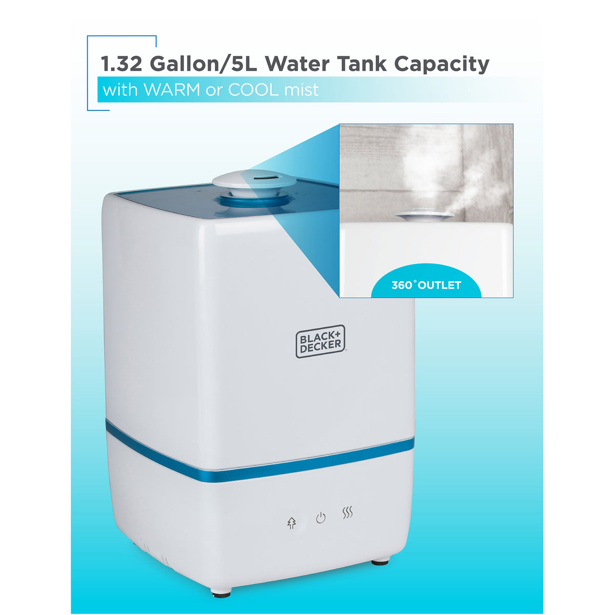 BLACK+DECKER BUHW50 1.32-Gallon Ultrasonic Cool and Warm Mist Humidifier