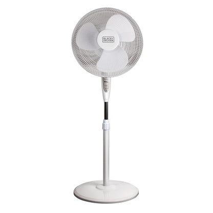BLACK+DECKER BFSR16W 16-Inch Stand Fan with Remote, White