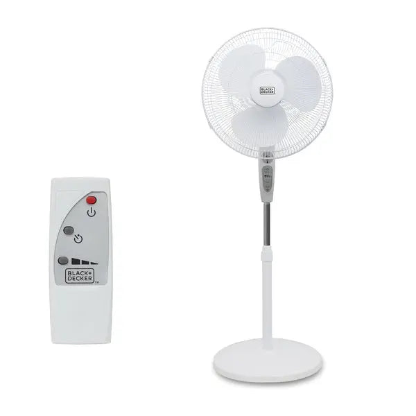 BLACK+DECKER 18-Inch White Stand Fan with Remote Control and Adjustable Features (Part Number BFSR18W)