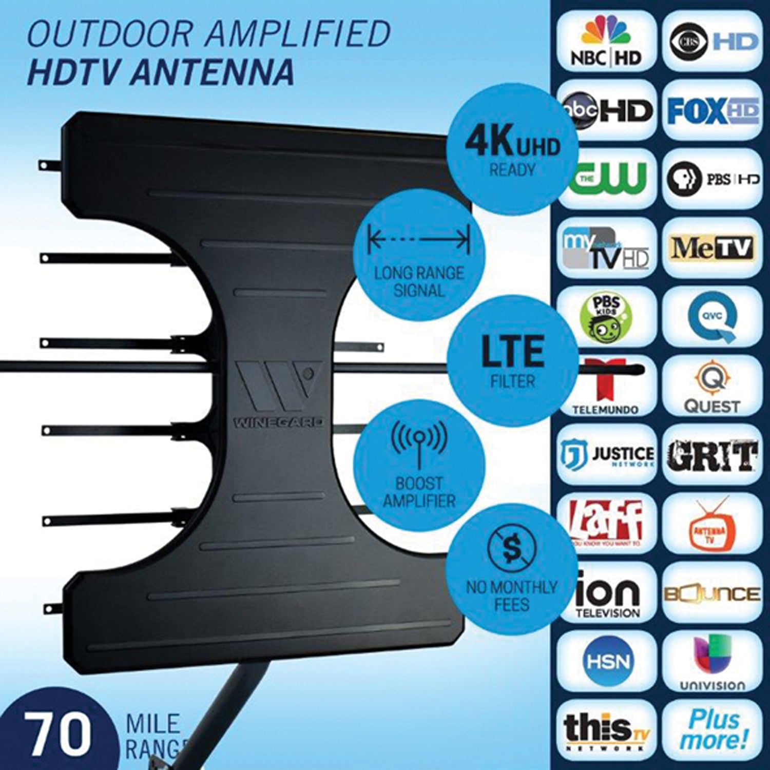 Winegard Elite 7550 WE7550A Outdoor TV Antenna with 70+ Mile Range, 4K UHD and ATSC 3.0