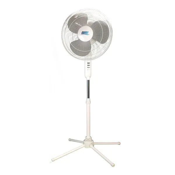 Seasons Comfort 16-inch Oscillating Pedestal Fan with Adjustable Height and Multiple Speeds