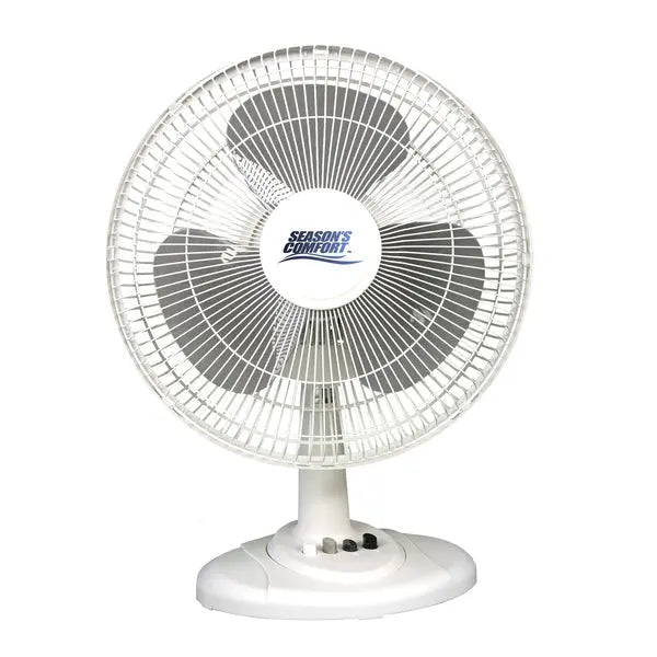 Seasons Comfort FTT12 12-Inch Table Fan - 3-Speed Oscillating Desktop Fan with Adjustable Tilt and Quiet Operation