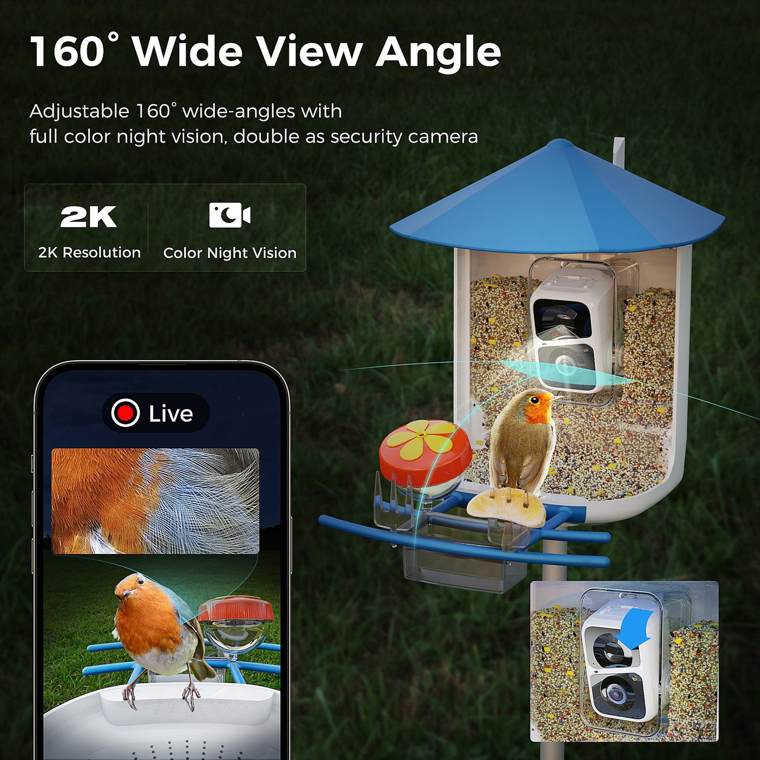 PERCHME™ Bird Feeder with 3.0MP Camera and AI Bird Recognition - Model SF-BF-AC01
