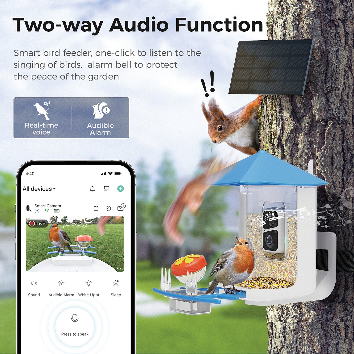 PERCHME™ Bird Feeder with 3.0MP Camera and AI Bird Recognition - Model SF-BF-AC01