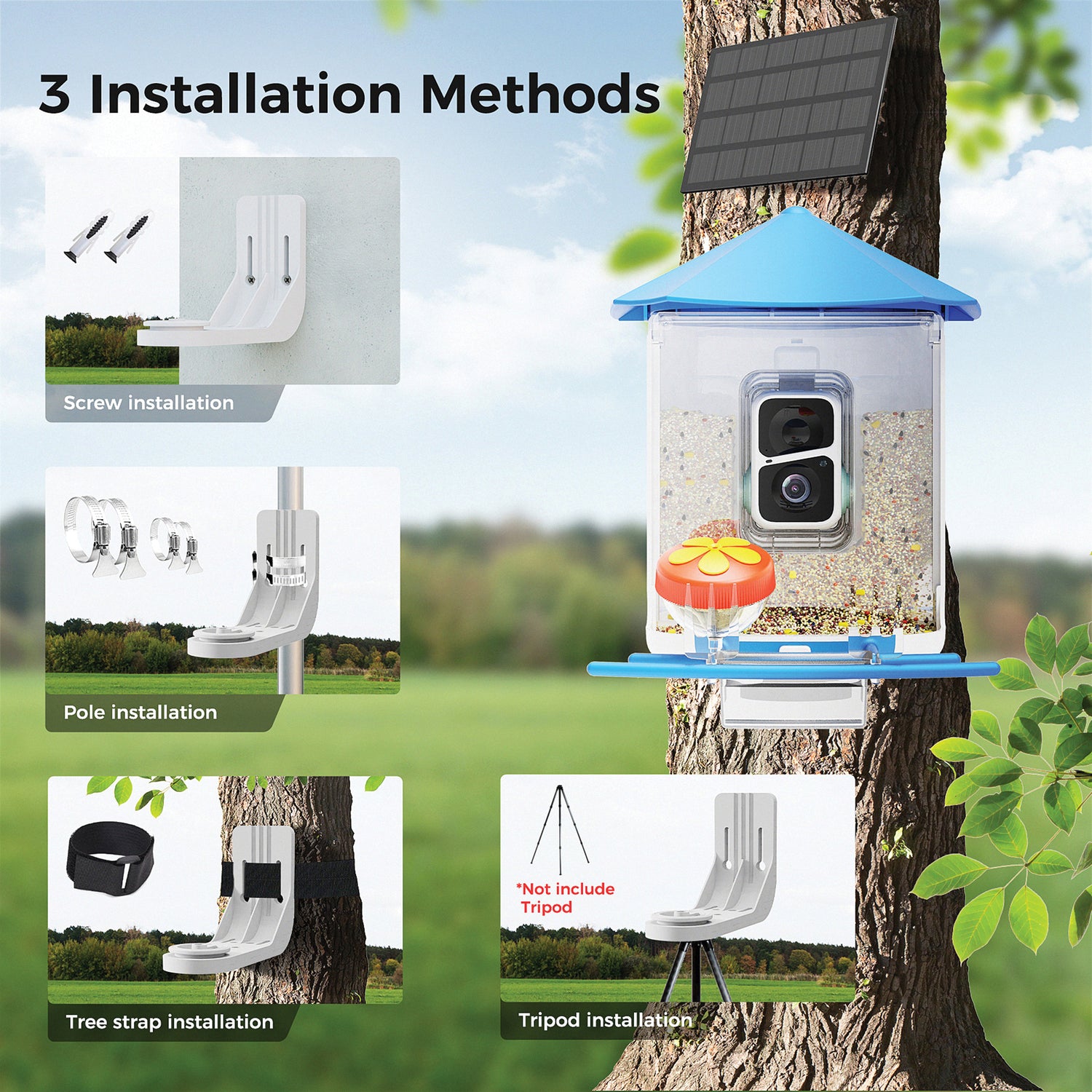 PERCHME™ Bird Feeder with 3.0MP Camera and AI Bird Recognition - Model SF-BF-AC01