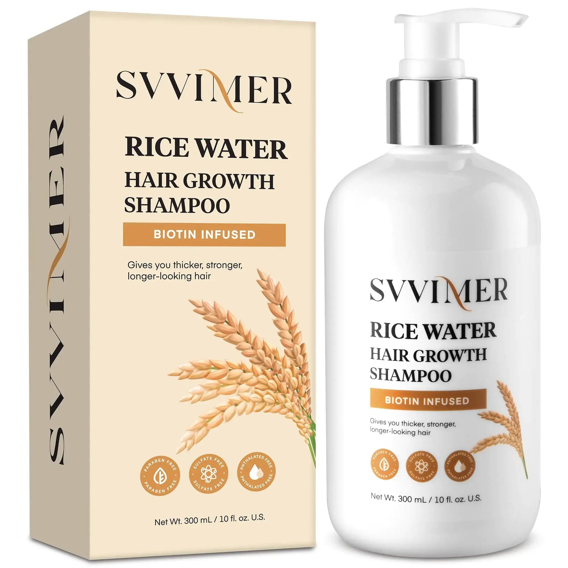 Svvimer Rice Water Hair Growth Shampoo - Thickening Shampoo with Biotin for Hair Loss and Thinning Hair - Sulfate Free for Women and Men 10 Fl Oz (Pack of 1) Atticus Goods