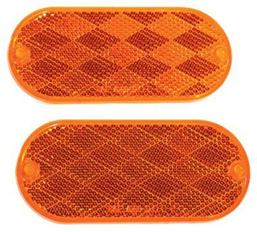 OPTRONICS RE-12AK Oblong Amber Reflector Pair for Enhanced Visibility