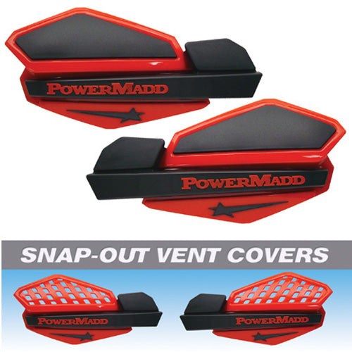 POWERMADD Star Handguard System - Red and Black for Enhanced Motorcycle Control