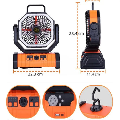 Outdoor Household Power Bank LED Light Camping Fan Atticus Goods