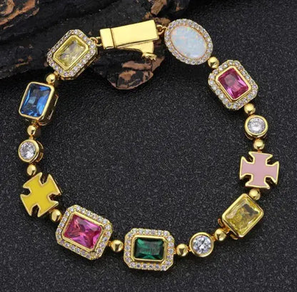 Gold-Plated Hip-Hop Gemstone Necklace Atticus Goods