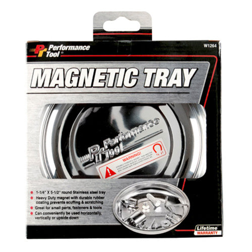 Performance Tool W1264 Magnetic Round Tray for Parts Organization