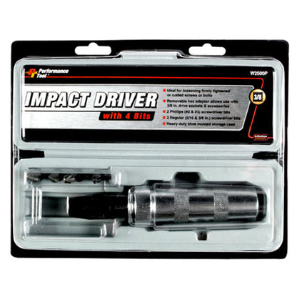 Performance Tool W2500P 3/8-Inch Impact Driver with 4 Bits