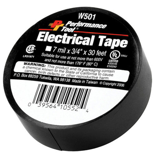 Performance Tool W501 Electrical Tape – 3/4 inch x 30 feet, Durable Insulation for Electrical Projects
