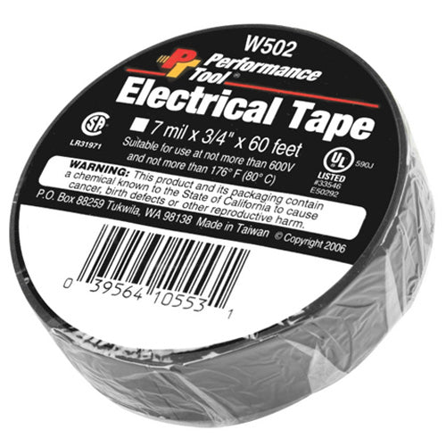 Performance Tool W502 Electrical Tape, 3/4 inch x 60 feet
