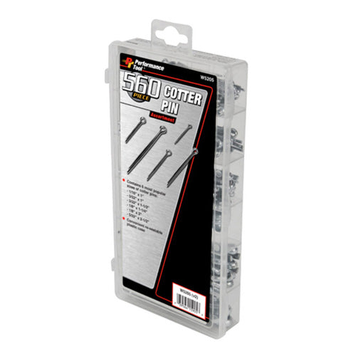 Performance Tool Cotter Pin Assortment Kit with 560 Pieces - W5205