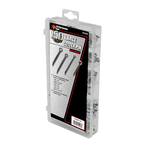 Performance Tool W5206 Large Cotter Pin Assortment Kit - 150 Pieces