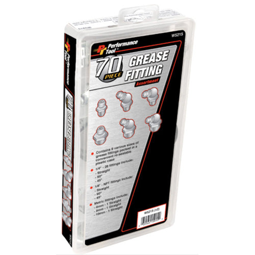 Performance Tool W5215 70-Piece Grease Fitting Assortment Kit