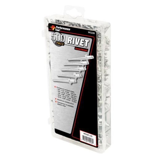 Performance Tool W5228 500 Piece Rivet Assortment Kit