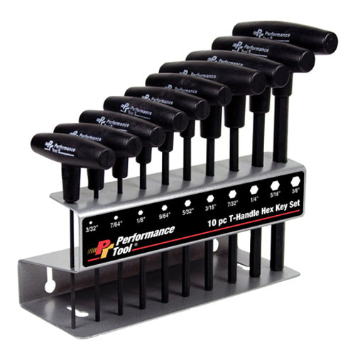 Performance Tool 10 Piece SAE T-Handle Hex Key Set (Part W80274)