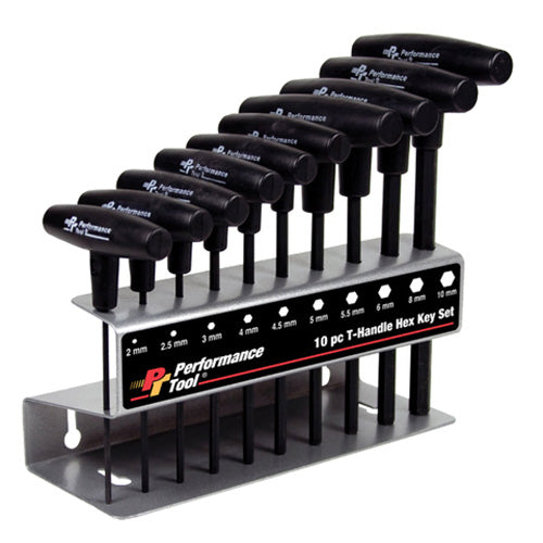 Performance Tool W80275 10-Piece Metric T-Handle Hex Key Set