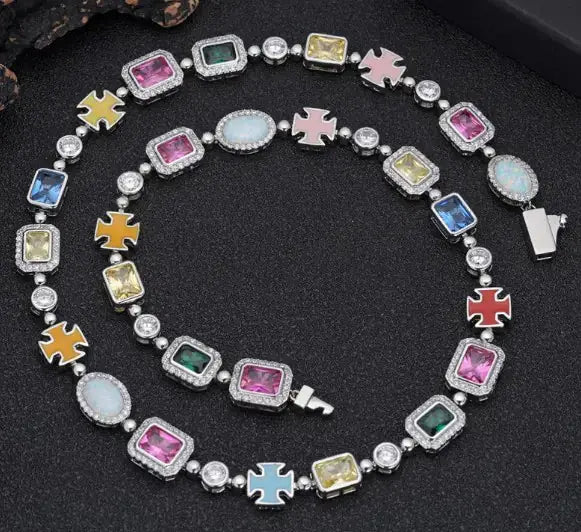 Gold-Plated Hip-Hop Gemstone Necklace Atticus Goods