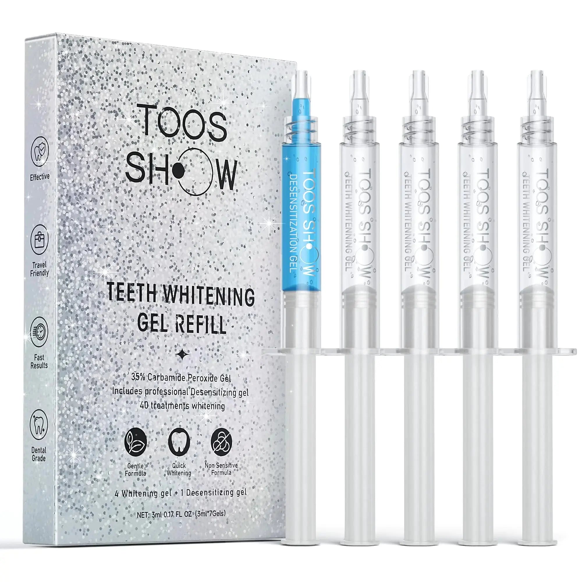 5 x Teeth Whitening Gel (4+1 Desensitizing Gel) No Sensitivity Teeth Whitening Gel Kit Effective Teeth Whitener Travel-Friendly Tooth Whitening Pen Carbamide Peroxide Tooth Bleaching Atticus Goods